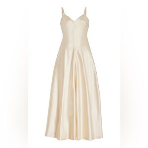 Marina Moscone Satin Midi Swing Dress, champagne, ivory, size 4, NWT